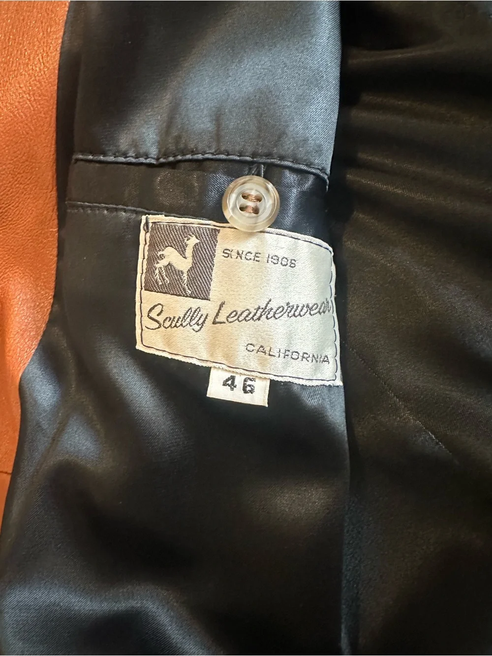 Vintage 70s Scully Leatherwear Cognac Leather Car Coat Jacket Blazer Mens 46 XL